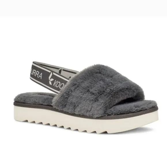 Ugg Koolaburra Women's FUZZ'N II Gray Slip On Slippers Fluff Yeah Faux Fur SZ 9 - Picture 2 of 7